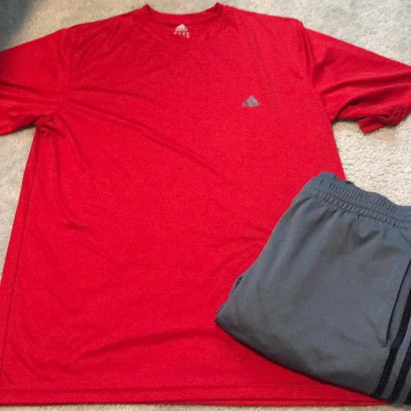 red adidas tee